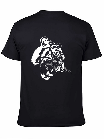 Camiseta Negra con Diseño de Tigre Blanco