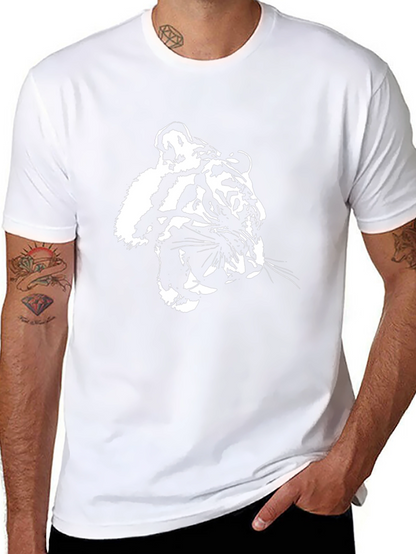 Camiseta Negra con Diseño de Tigre Blanco