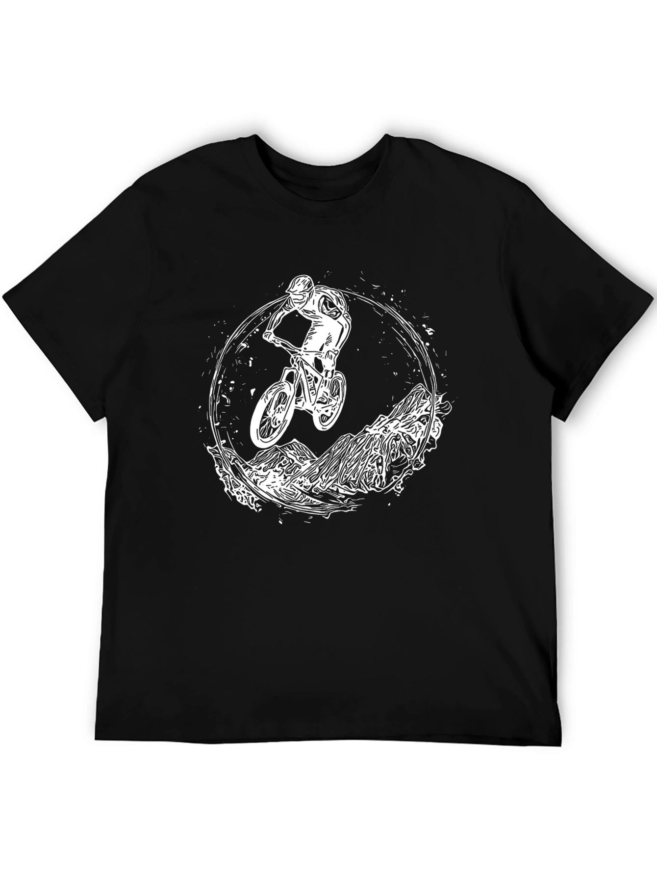 Camiseta Negra con Diseño de Bicicleta de Montaña