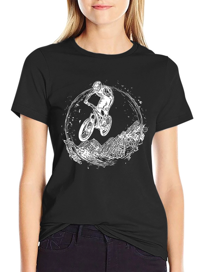 Camiseta Negra con Diseño de Bicicleta de Montaña