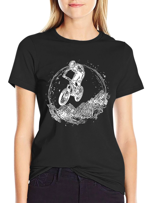 Camiseta Negra con Diseño de Bicicleta de Montaña