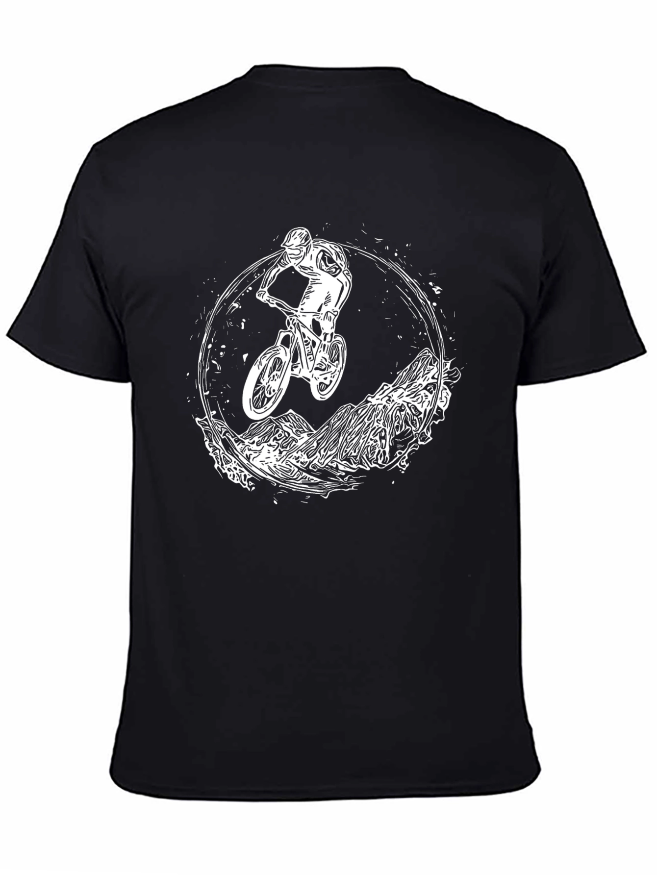 Camiseta Negra con Diseño de Bicicleta de Montaña