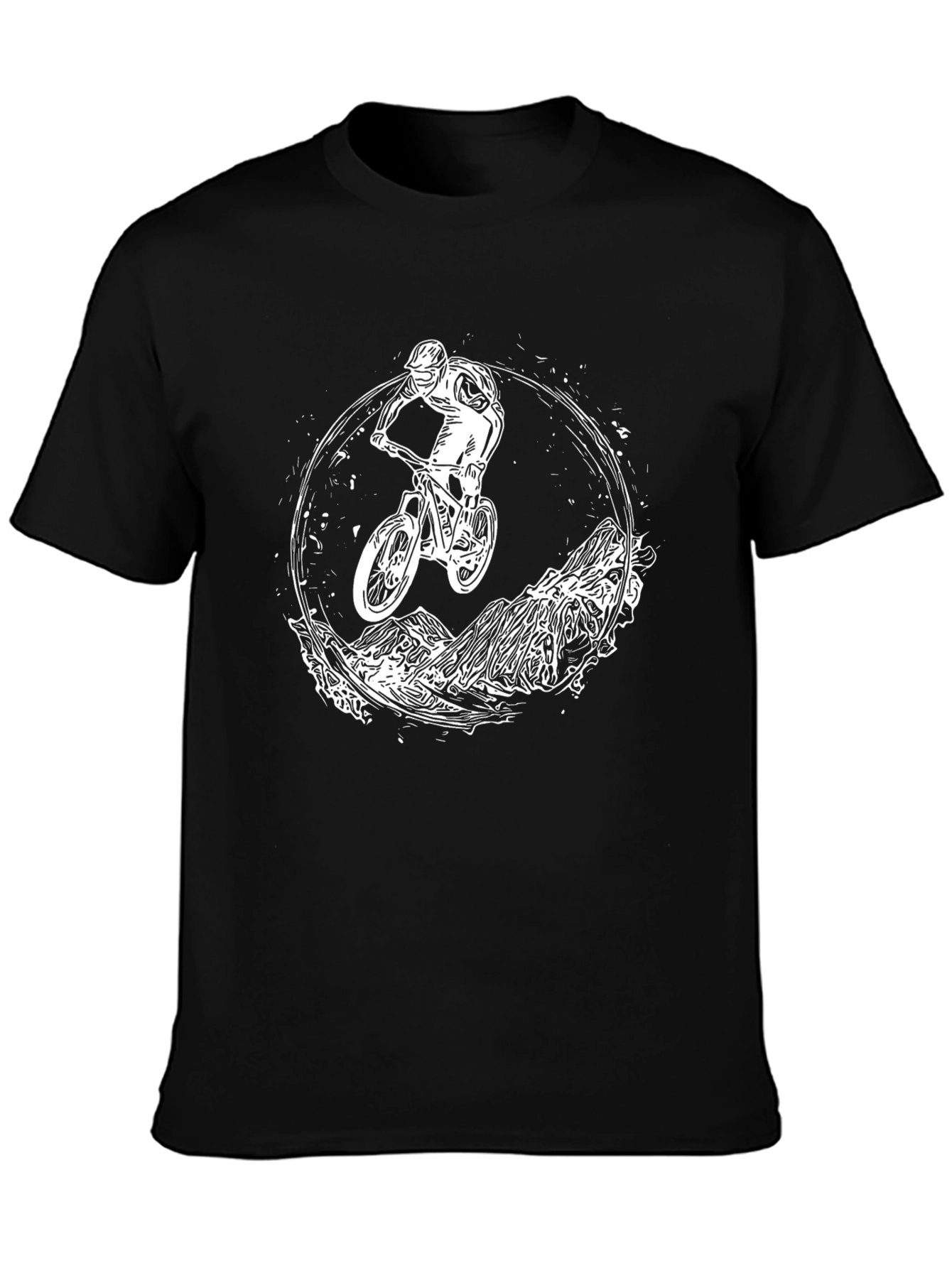Camiseta Negra con Diseño de Bicicleta de Montaña