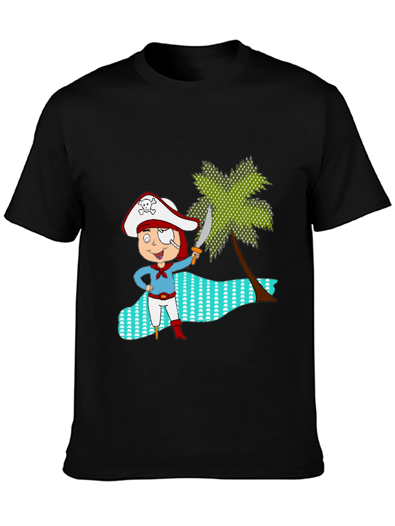 Camiseta Negra con Diseño Pirata Infantil