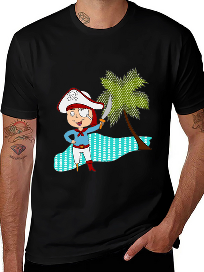 Camiseta Negra con Diseño Pirata Infantil