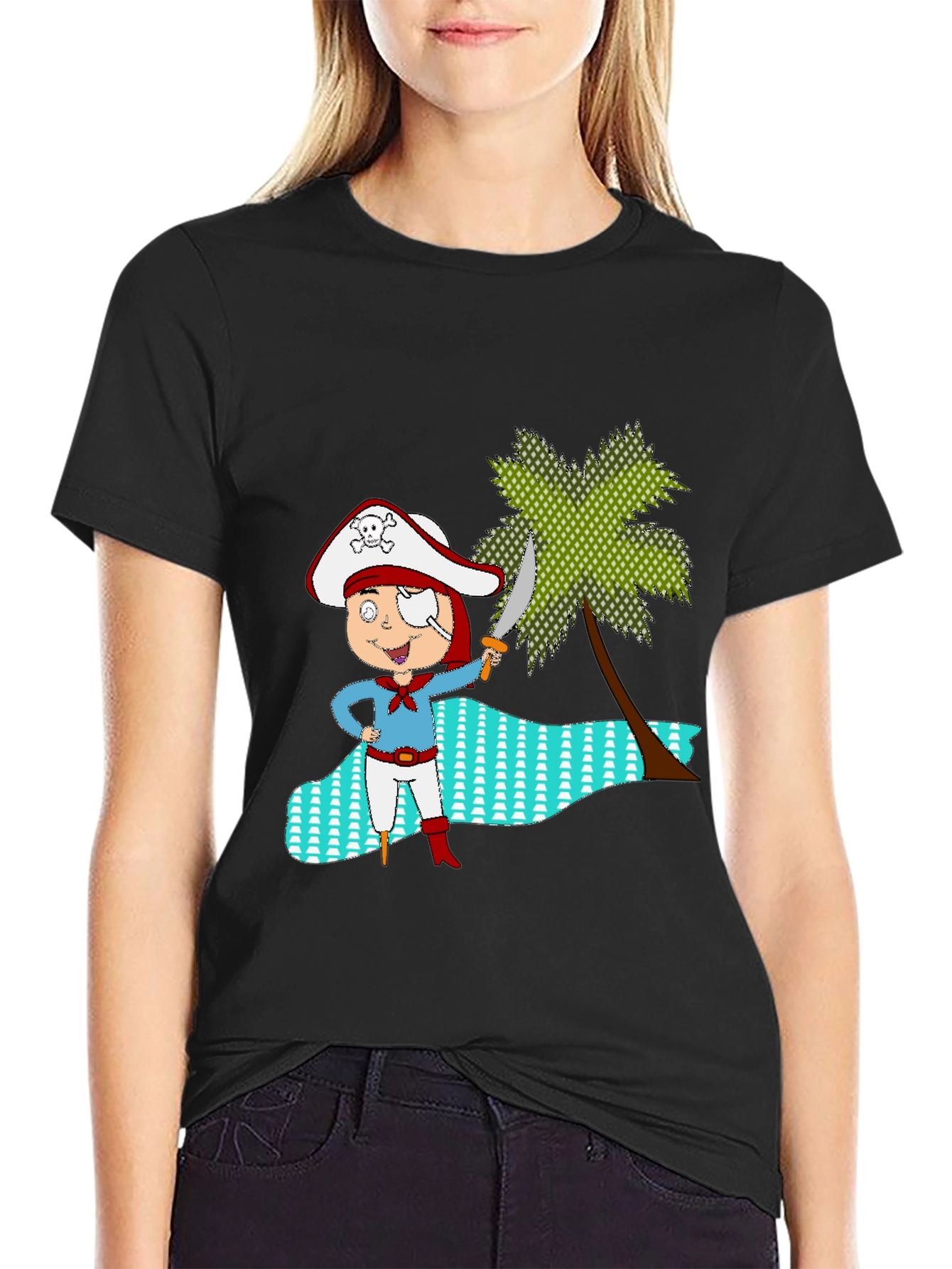 Camiseta Negra con Diseño Pirata Infantil