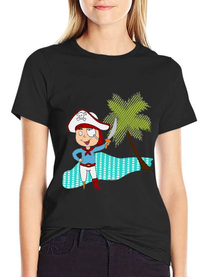 Camiseta Negra con Diseño Pirata Infantil