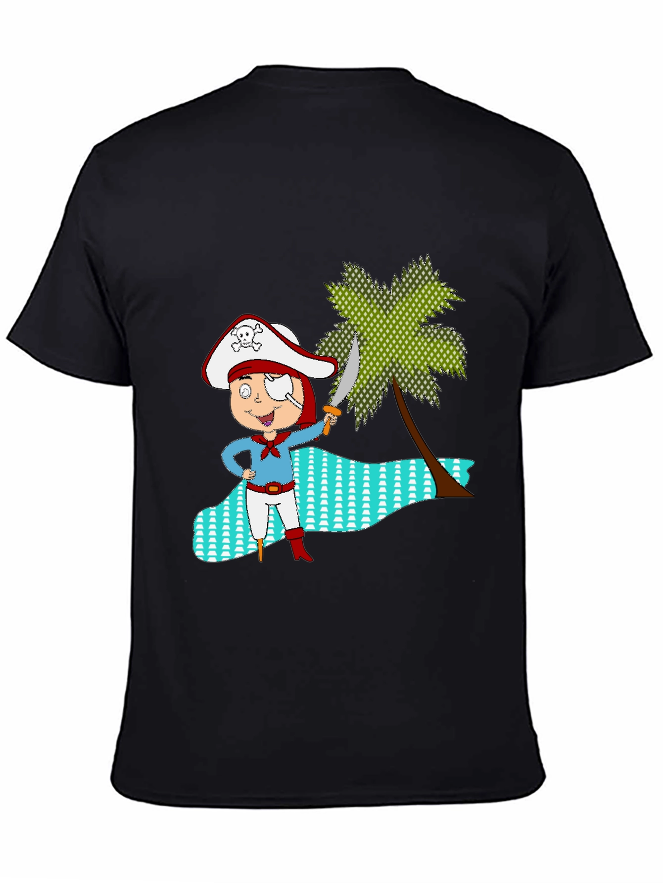 Camiseta Negra con Diseño Pirata Infantil