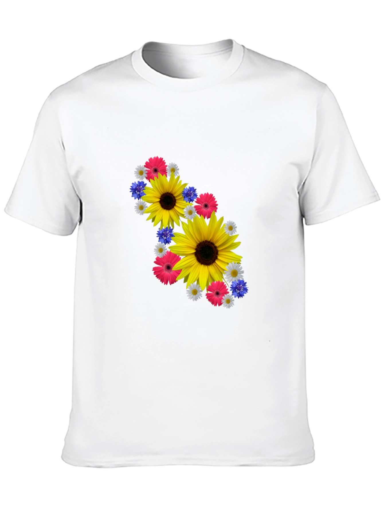 Camiseta Negra con Diseño Floral Vibrante