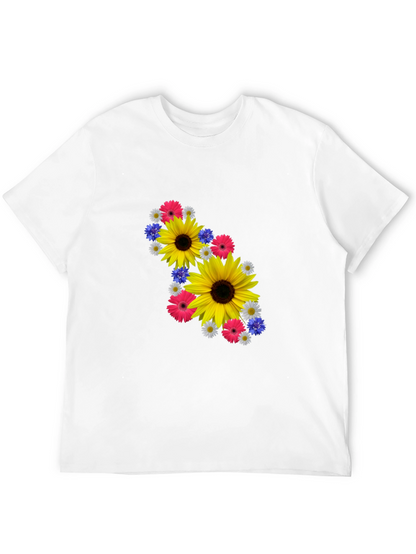 Camiseta Negra con Diseño Floral Vibrante