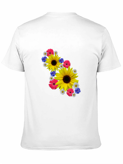 Camiseta Negra con Diseño Floral Vibrante