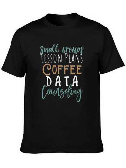 Camiseta Negra Estampada: Grupos Lecciones Café Datos