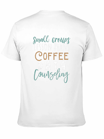 Camiseta Negra Estampada: Grupos Lecciones Café Datos
