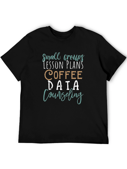 Camiseta Negra Estampada: Grupos Lecciones Café Datos