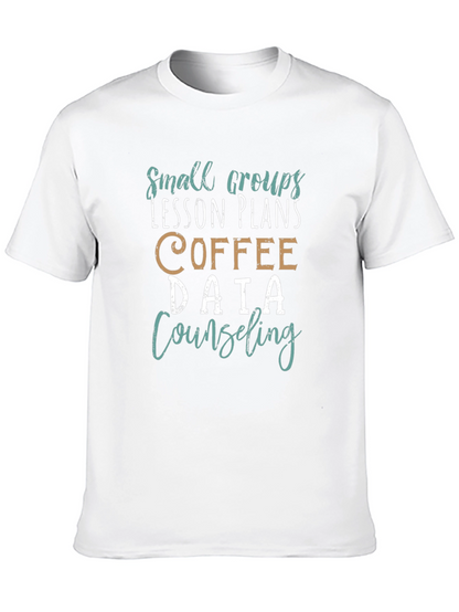Camiseta Negra Estampada: Grupos Lecciones Café Datos
