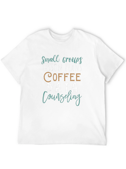 Camiseta Negra Estampada: Grupos Lecciones Café Datos
