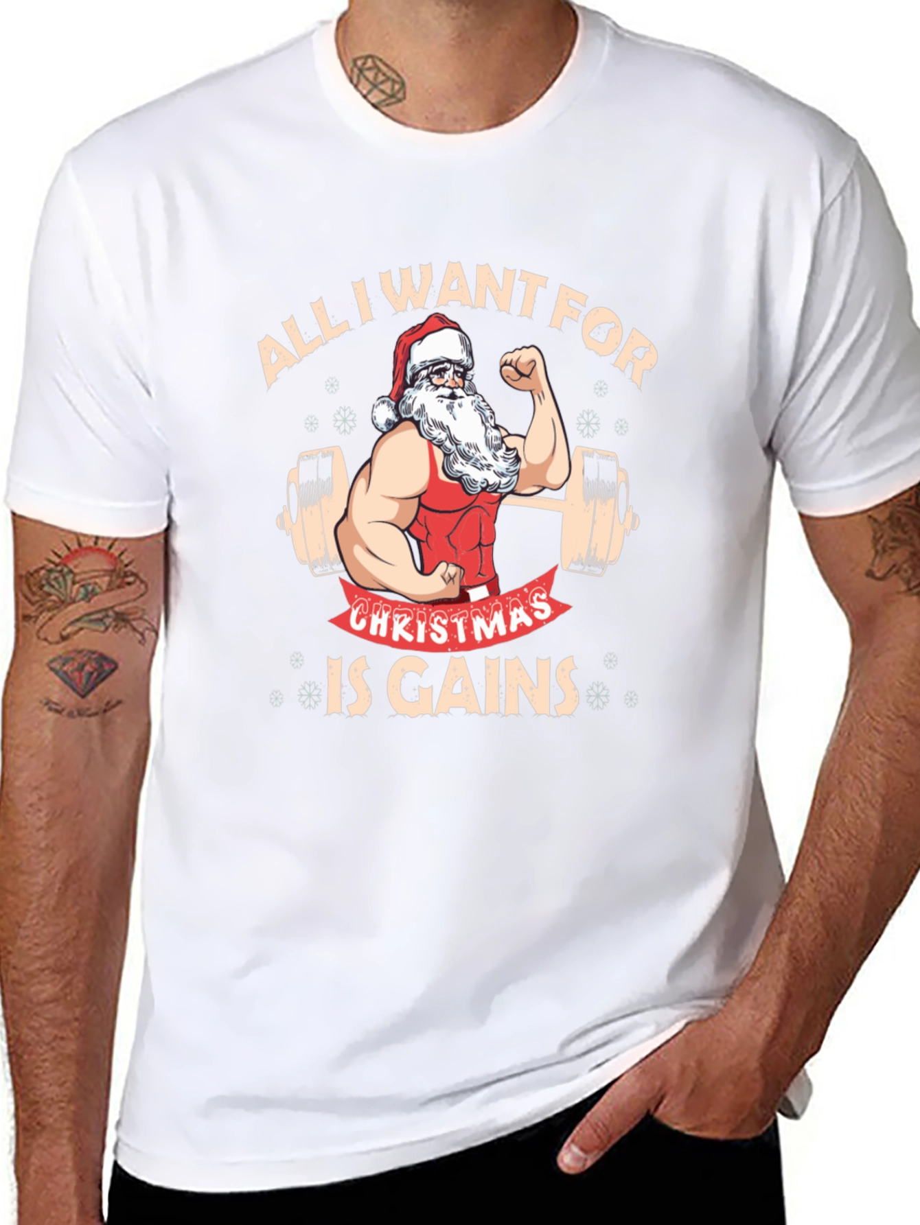 Camiseta Negra Navideña para Amantes del Fitness