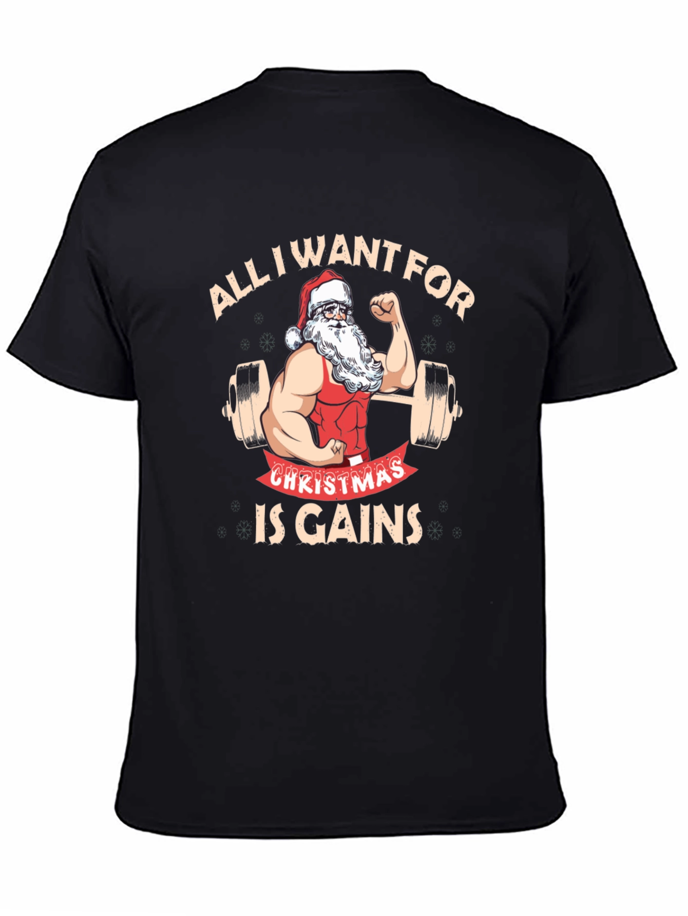 Camiseta Negra Navideña para Amantes del Fitness