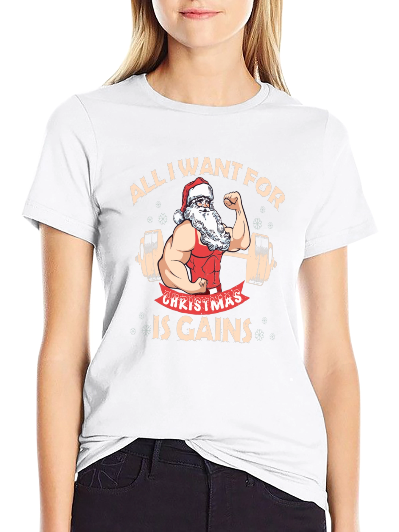 Camiseta Negra Navideña para Amantes del Fitness