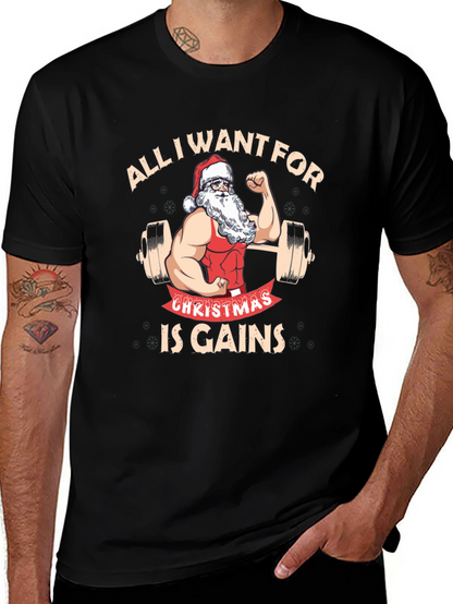 Camiseta Negra Navideña para Amantes del Fitness