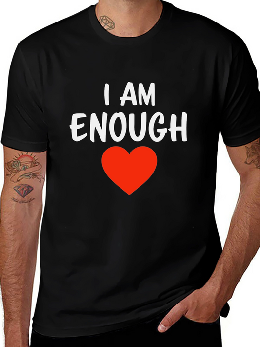 Camiseta Negra Soy Suficiente con Corazón Rojo