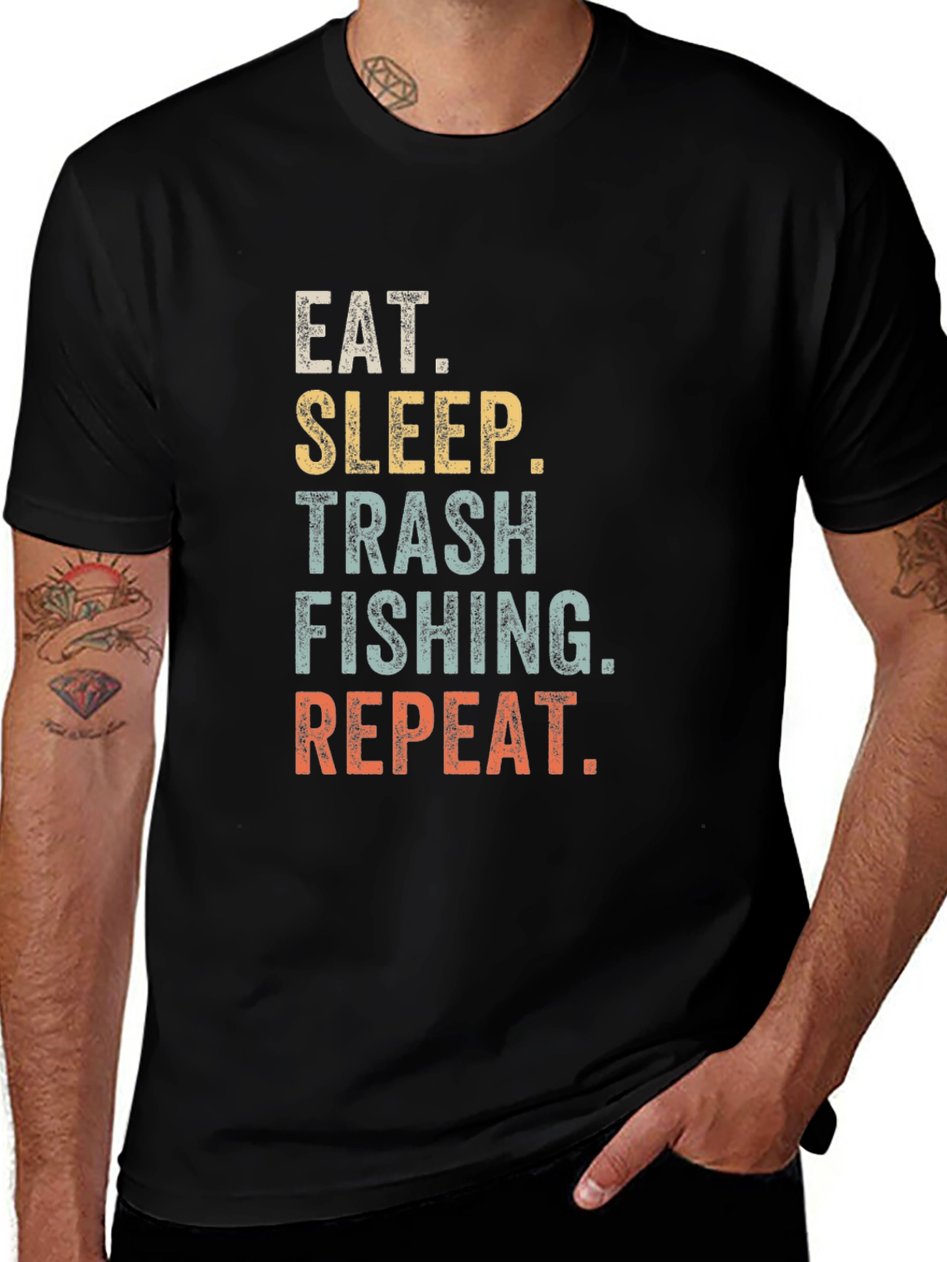 Camiseta Eat Sleep Trash Fishing Repeat para Hombre