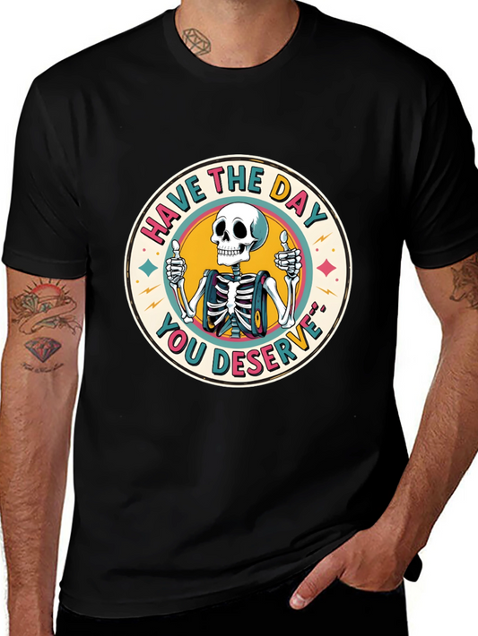 Camiseta Negra con Diseño de Esqueleto Optimista