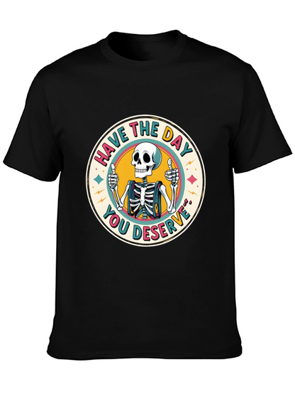 Camiseta Negra con Diseño de Esqueleto Optimista