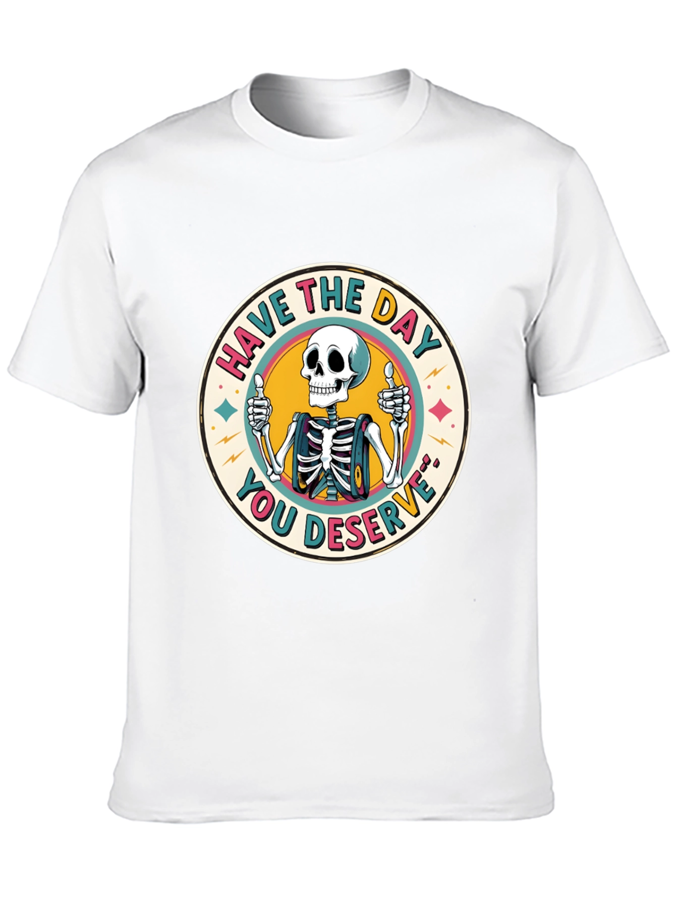 Camiseta Negra con Diseño de Esqueleto Optimista