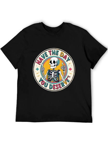 Camiseta Negra con Diseño de Esqueleto Optimista