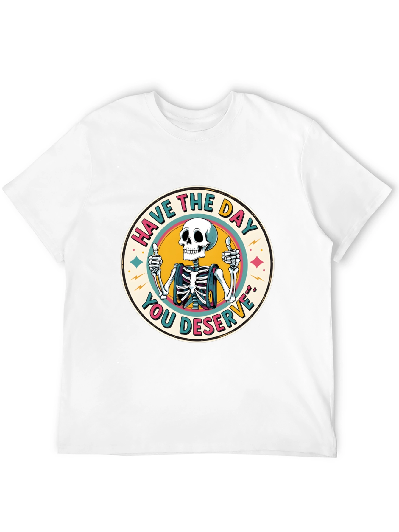 Camiseta Negra con Diseño de Esqueleto Optimista