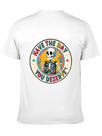 Camiseta Negra con Diseño de Esqueleto Optimista