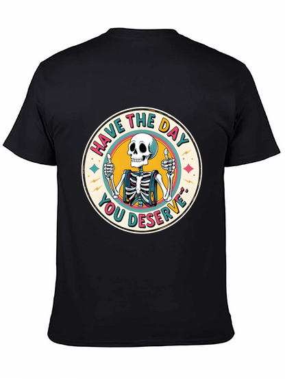 Camiseta Negra con Diseño de Esqueleto Optimista