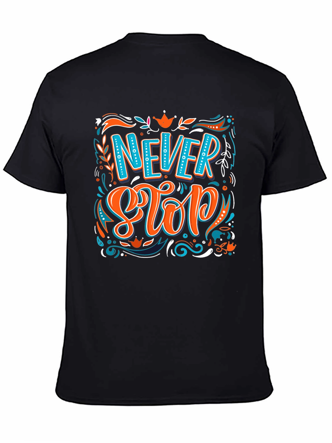 Camiseta Negra con Diseño Never Stop