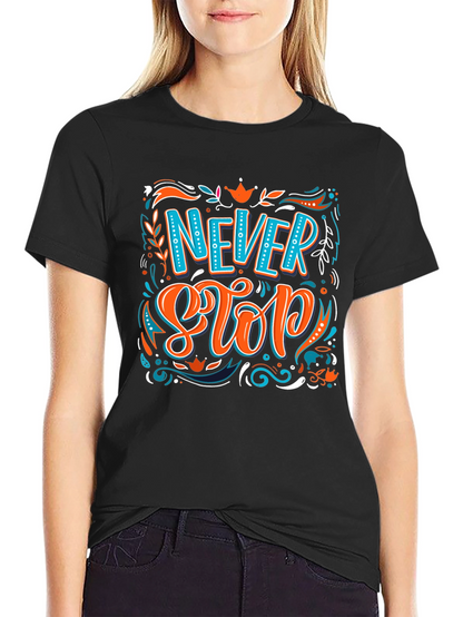 Camiseta Negra con Diseño Never Stop