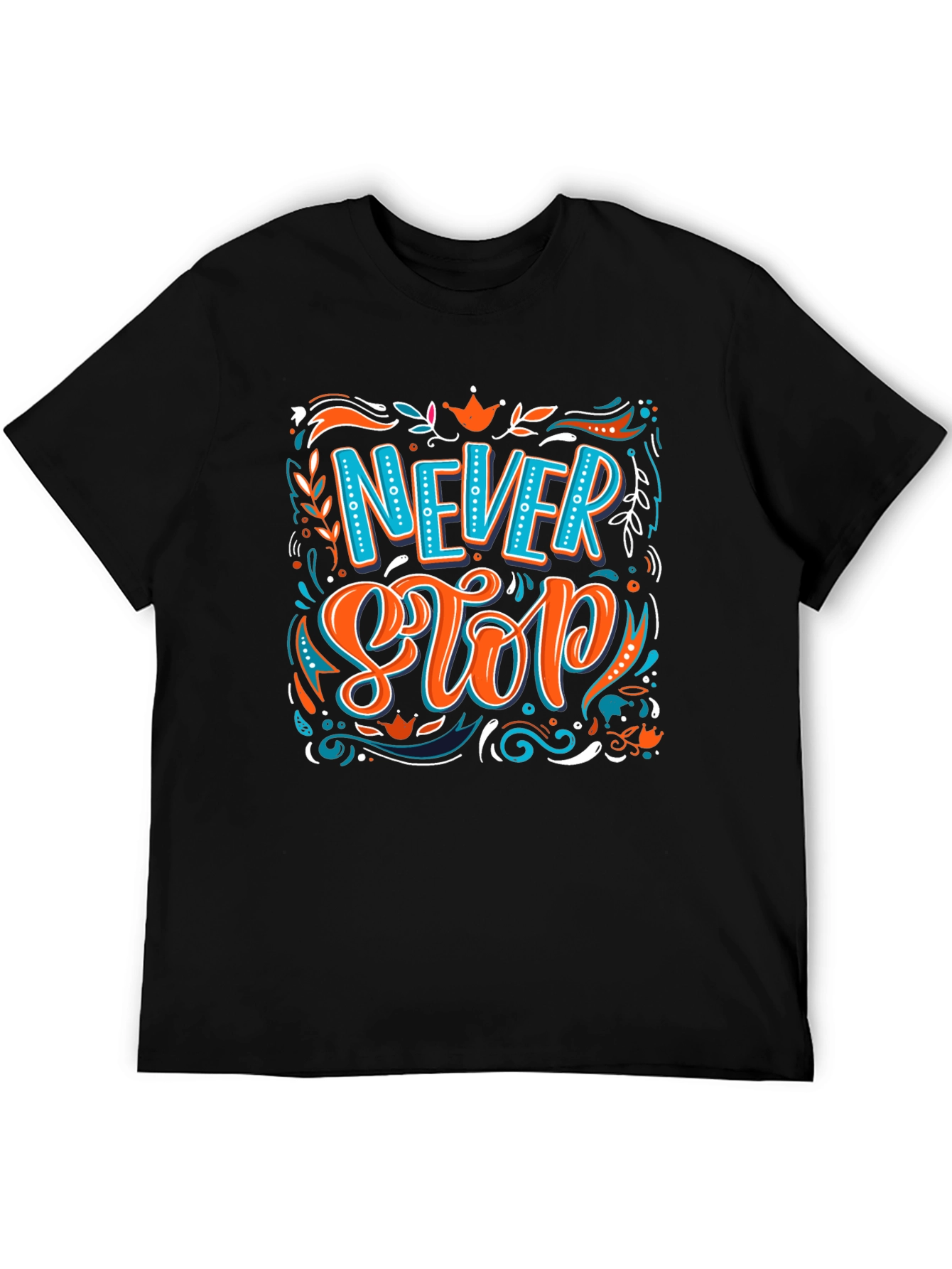 Camiseta Negra con Diseño Never Stop