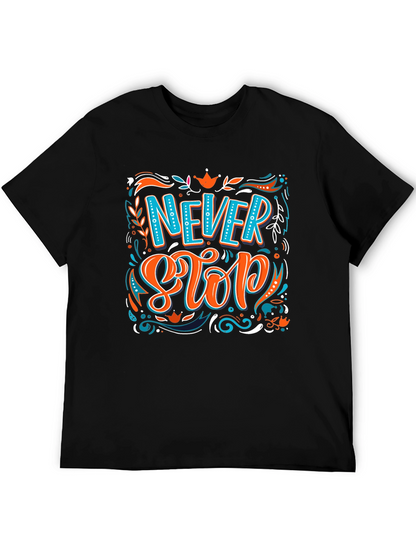 Camiseta Negra con Diseño Never Stop