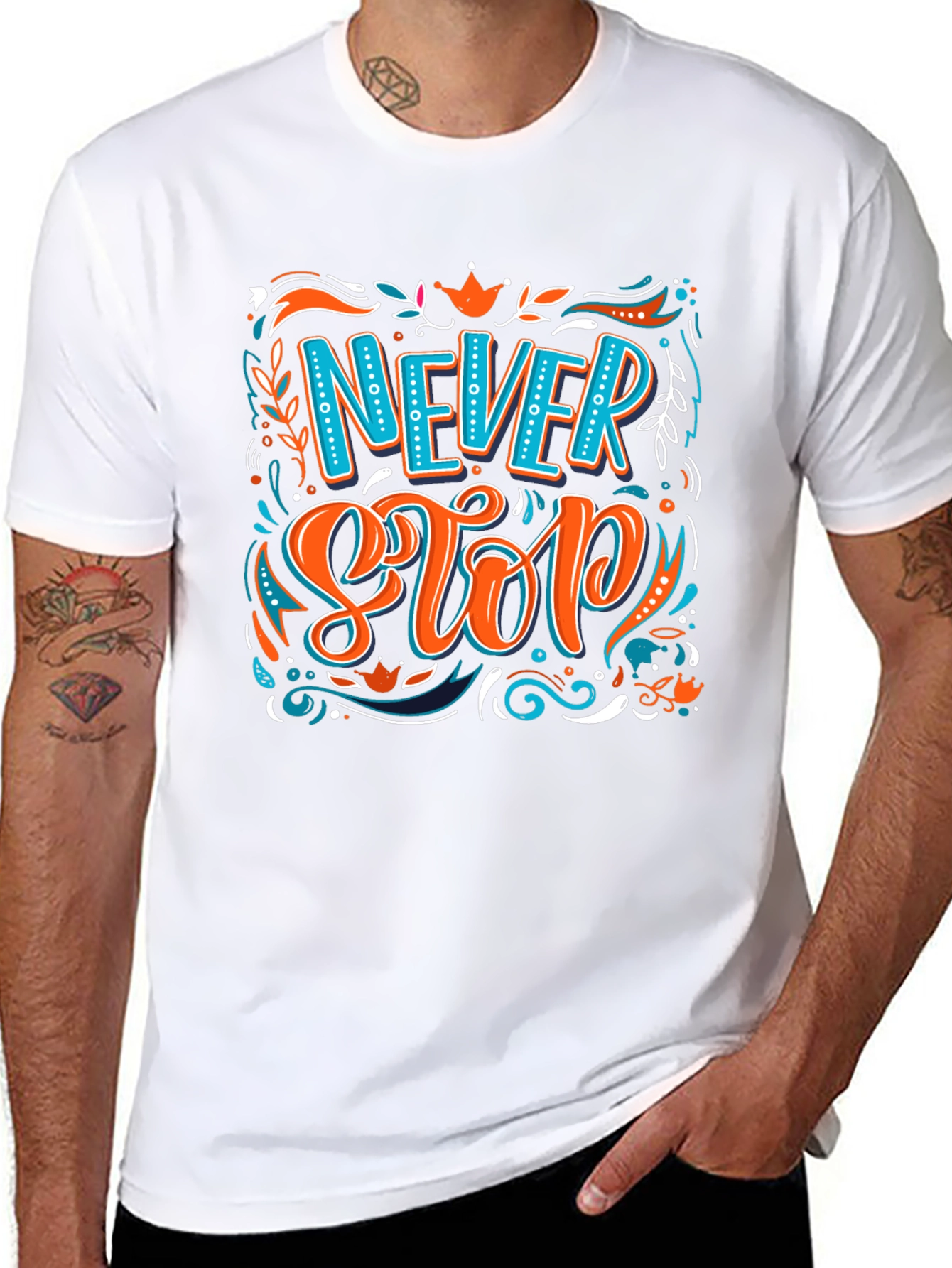 Camiseta Negra con Diseño Never Stop