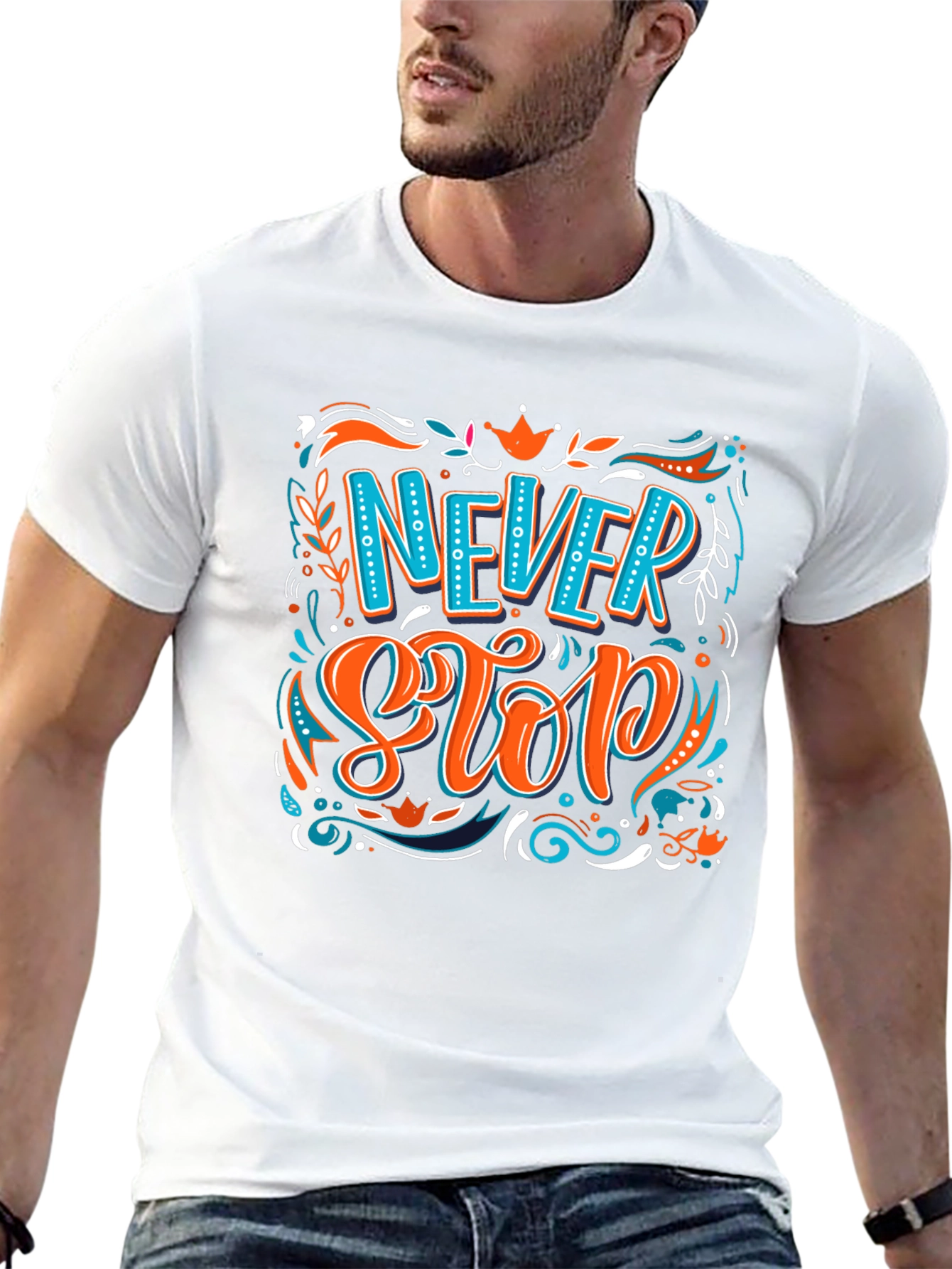Camiseta Negra con Diseño Never Stop