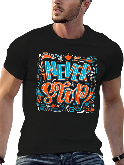 Camiseta Negra con Diseño Never Stop
