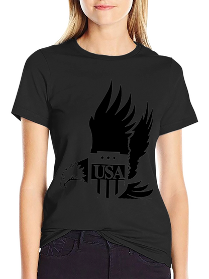 Camiseta Negra Hombre Diseño Águila USA