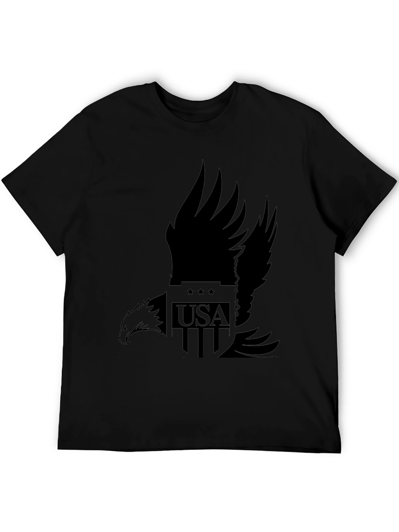 Camiseta Negra Hombre Diseño Águila USA