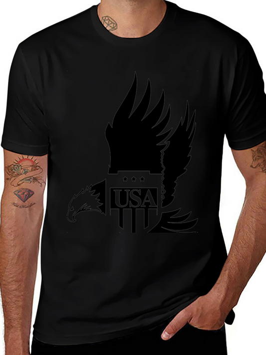 Camiseta Negra Hombre Diseño Águila USA