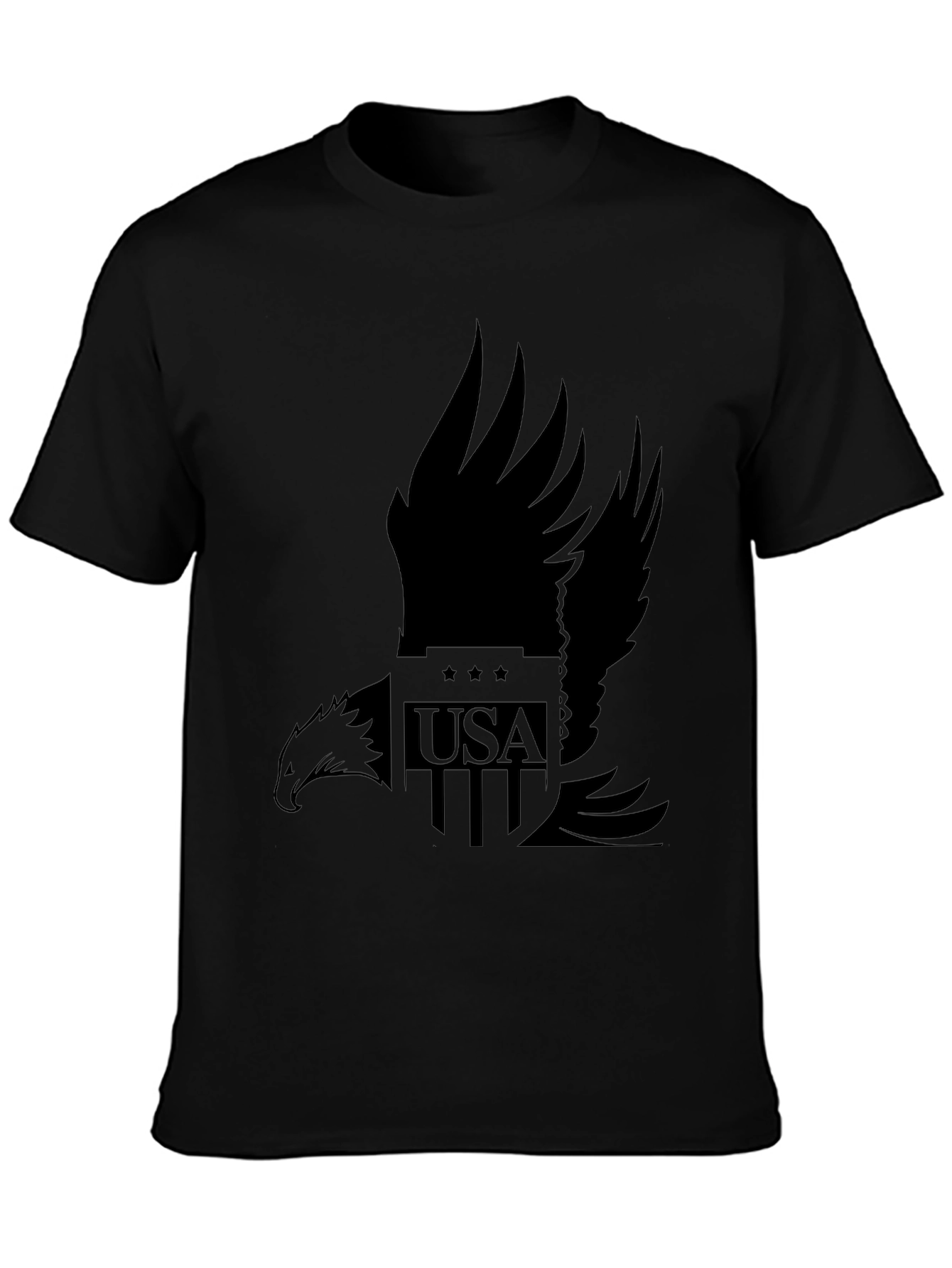 Camiseta Negra Hombre Diseño Águila USA