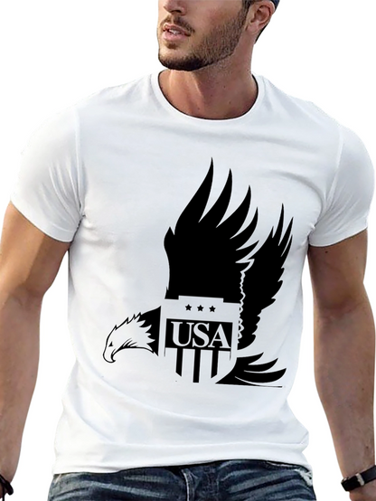 Camiseta Negra Hombre Diseño Águila USA