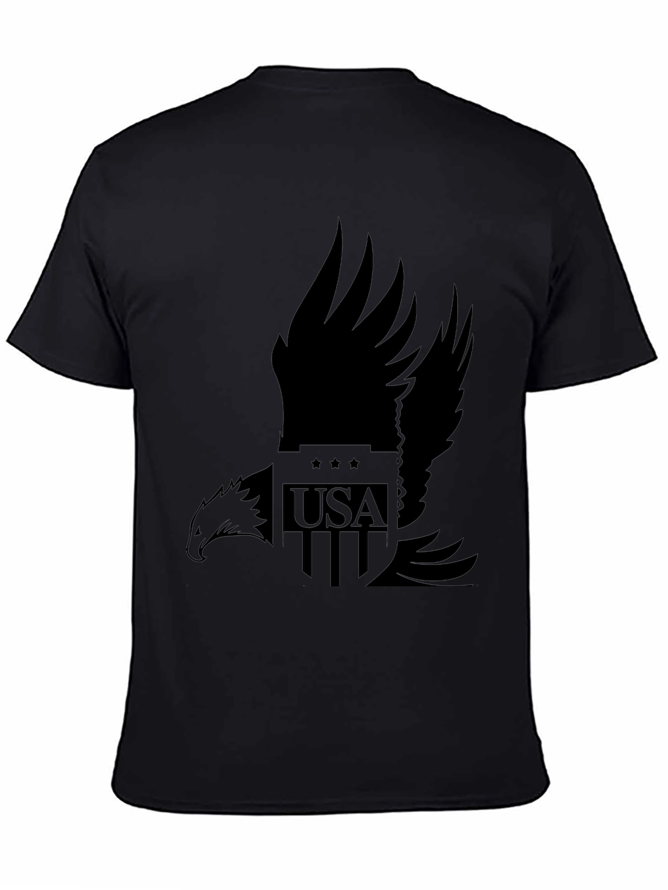 Camiseta Negra Hombre Diseño Águila USA