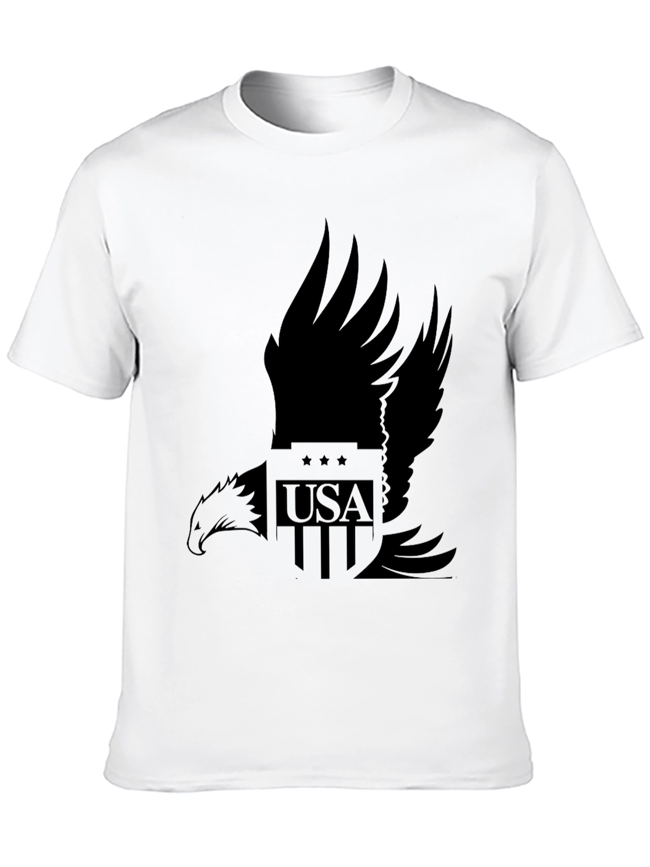 Camiseta Negra Hombre Diseño Águila USA