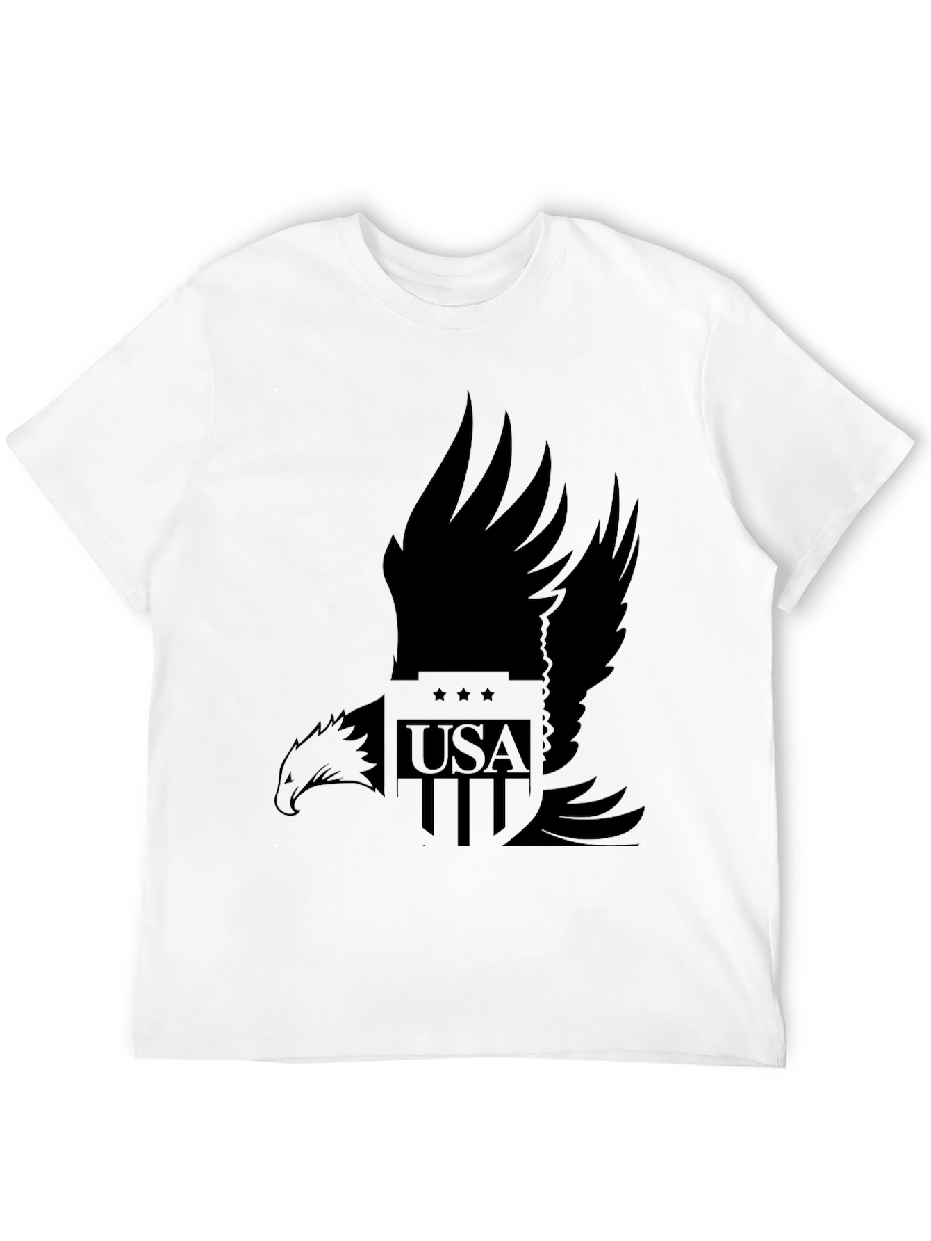 Camiseta Negra Hombre Diseño Águila USA