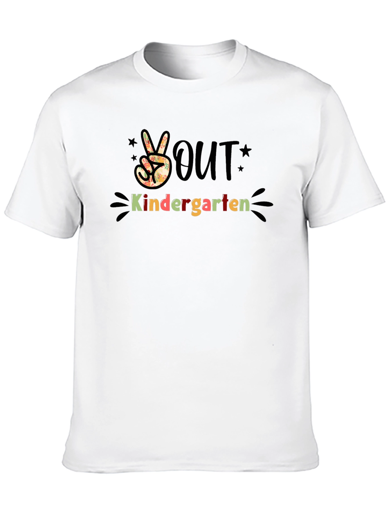 Camiseta Negra Estampada Peace Out Kindergarten