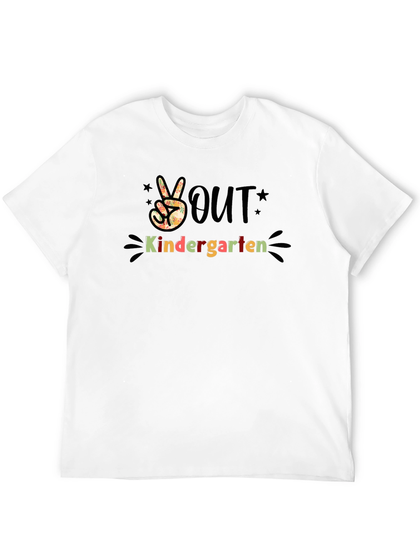 Camiseta Negra Estampada Peace Out Kindergarten